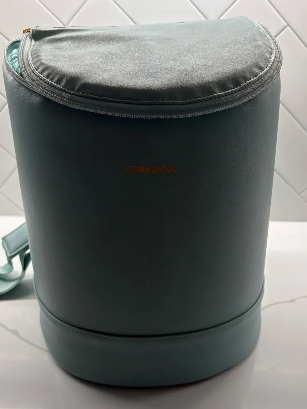 Corkcicle Mint Green Insulated Bottle Carrier with Strap